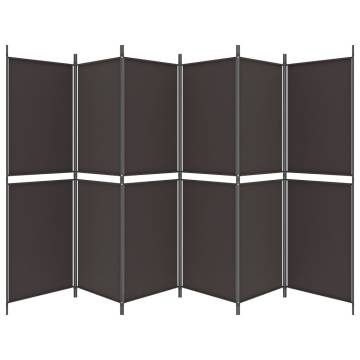 6-Panel Room Divider Brown 300x180 cm Fabric - Hipo Market