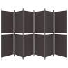 6-Panel Room Divider Brown 300x180 cm Fabric - Hipo Market