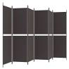 6-Panel Room Divider Brown 300x180 cm Fabric - Hipo Market