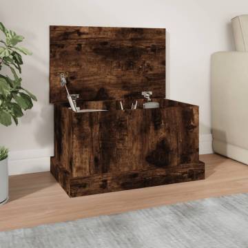 Storage Box Smoked Oak | Durable Engineered Wood | 50x30x28 cm