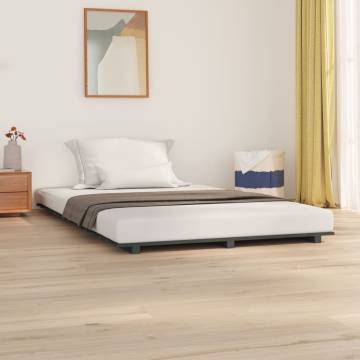 Grey Double Bed Frame 135x190 cm | Solid Pine Wood