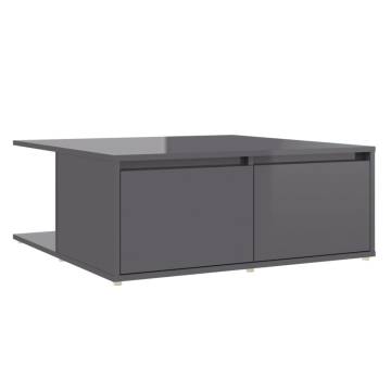 High Gloss Grey Coffee Table - 80x80x31 cm - Durable & Stylish