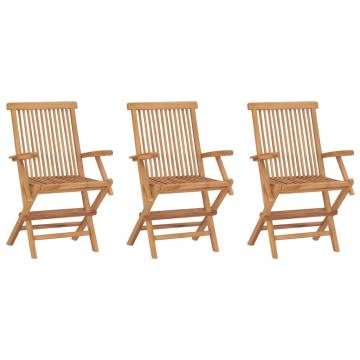 Folding Garden Chairs Set - 3 Pcs Solid Teak Wood