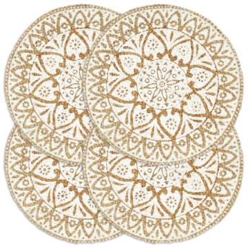 Handmade White Jute Placemats - 4 Pcs, 38 cm Round