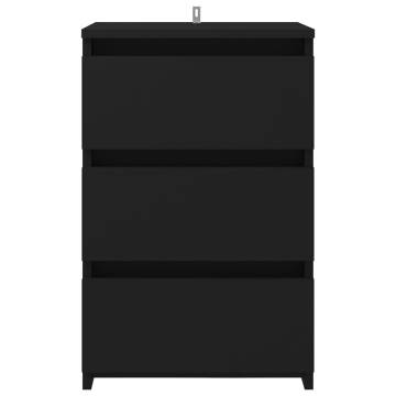 Stylish Black Bed Cabinet - 40x35x62.5 cm Engineered Wood