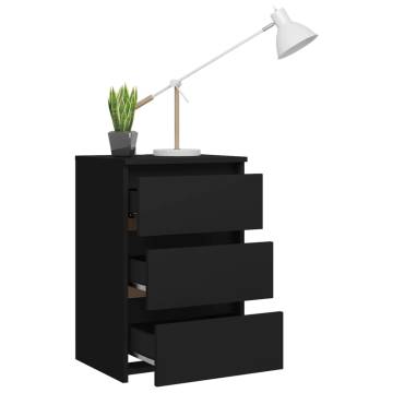 Stylish Black Bed Cabinet - 40x35x62.5 cm Engineered Wood