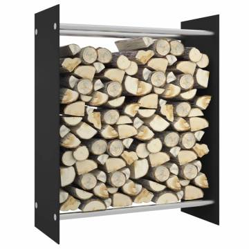 Firewood Rack Black 80x35x100 cm - Durable Tempered Glass