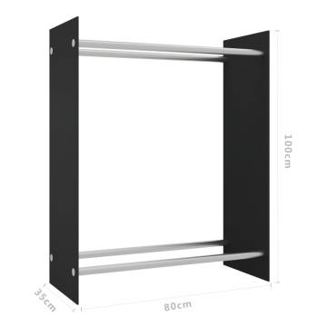 Firewood Rack Black 80x35x100 cm - Durable Tempered Glass