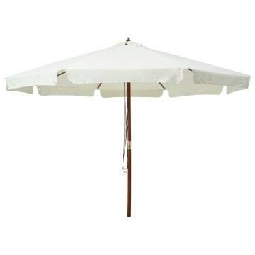 Outdoor Parasol with Wooden Pole 330 cm - Sand White