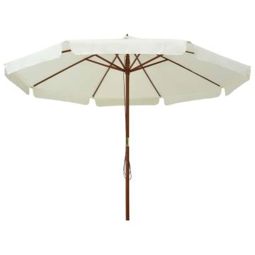 Outdoor Parasol with Wooden Pole 330 cm - Sand White