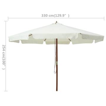 Outdoor Parasol with Wooden Pole 330 cm - Sand White