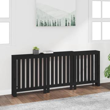 Stylish Black Radiator Cover - Solid Pine Wood 210x21x85 cm