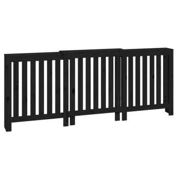 Stylish Black Radiator Cover - Solid Pine Wood 210x21x85 cm