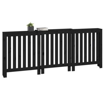 Stylish Black Radiator Cover - Solid Pine Wood 210x21x85 cm