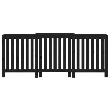 Stylish Black Radiator Cover - Solid Pine Wood 210x21x85 cm