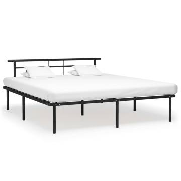 Elegant Black Metal Bed Frame 200x200 cm | Hipomarket