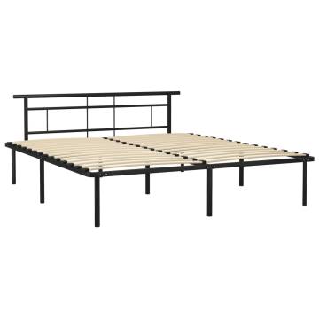 Elegant Black Metal Bed Frame 200x200 cm | Hipomarket