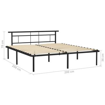 Elegant Black Metal Bed Frame 200x200 cm | Hipomarket