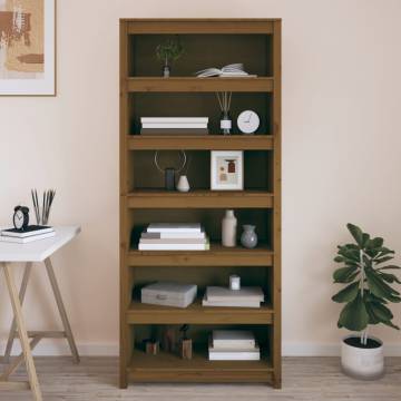 Book Cabinet Honey Brown | Solid Pine Wood - 80x35x183 cm