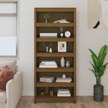 Book Cabinet Honey Brown | Solid Pine Wood - 80x35x183 cm