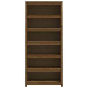 Book Cabinet Honey Brown | Solid Pine Wood - 80x35x183 cm