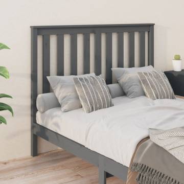 Stylish Grey Bed Headboard - Solid Pine Wood 126x6x101 cm