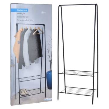 Storage Solutions Clothing Rack - 2 Tiers, Black Metal Frame