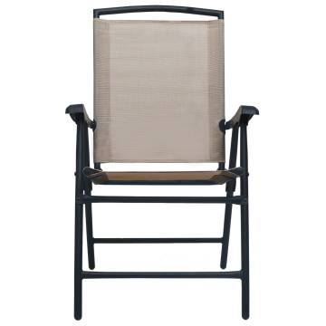 Folding Garden Chairs 2 pcs Texilene Taupe - Hipomarket