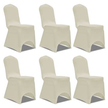 6 Pcs Stretch Cream Chair Covers for Events | HipoMarket