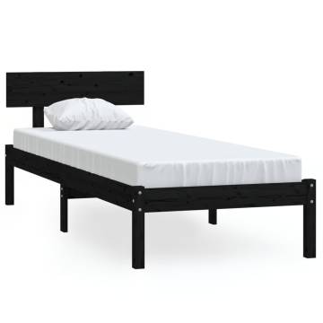 Black Solid Wood Pine Bed Frame 100x200 cm - Modern Bedroom