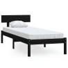 Black Solid Wood Pine Bed Frame 100x200 cm - Modern Bedroom