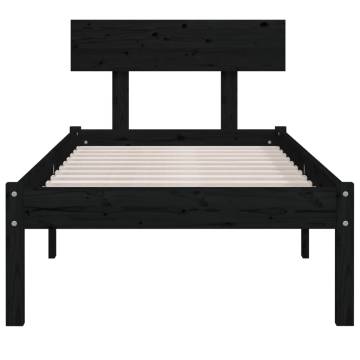 Black Solid Wood Pine Bed Frame 100x200 cm - Modern Bedroom