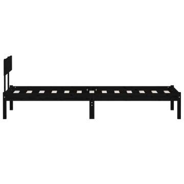 Black Solid Wood Pine Bed Frame 100x200 cm - Modern Bedroom