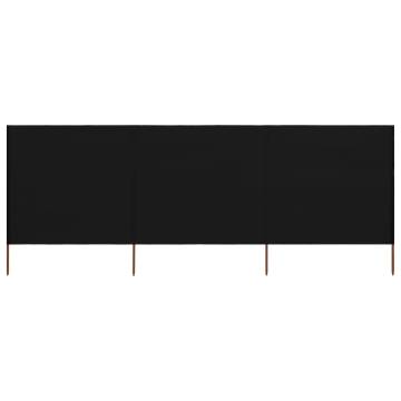 3-Panel Wind Screen Fabric 400x80 cm Black - Durable Outdoor Shield