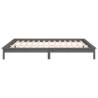 Grey LED Bed Frame 160x200 cm - Solid Wood Design