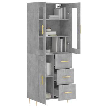 Stylish Highboard in Concrete Grey - 69.5x34x180 cm