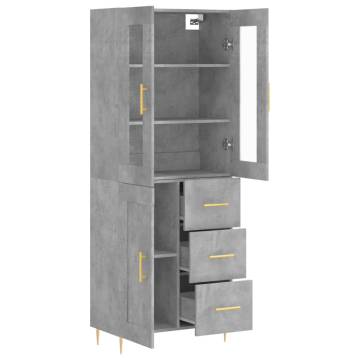 Stylish Highboard in Concrete Grey - 69.5x34x180 cm