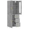 Stylish Highboard in Concrete Grey - 69.5x34x180 cm