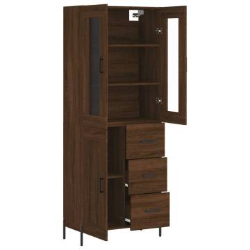 Stylish Highboard Brown Oak - 69.5x34x180 cm | HipoMarket