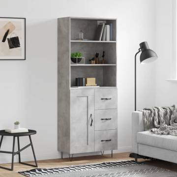 Stylish Highboard Concrete Grey - 69.5x34x180 cm | HipoMarket