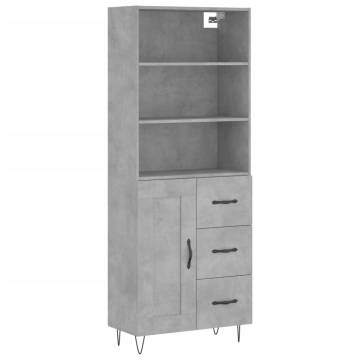 Stylish Highboard Concrete Grey - 69.5x34x180 cm | HipoMarket