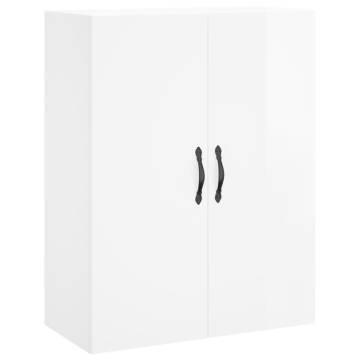 Wall Mounted High Gloss White Cabinet - 69.5x34x90 cm