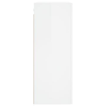 Wall Mounted High Gloss White Cabinet - 69.5x34x90 cm