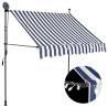 Manual Retractable Awning with LED 200 cm Blue and White Colour blue Quantity in Package 1 Width 200 cm 