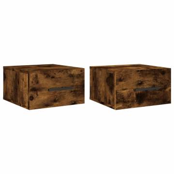 Wall-mounted Bedside Cabinets 2 pcs Smoked Oak - Stylish Storage