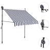 Manual Retractable Awning with LED - 200 cm Blue & White