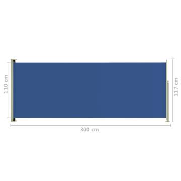 Patio Retractable Side Awning 117x300 cm Blue | HipoMarket