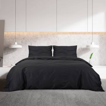 Black Duvet Cover Set 200x200 cm Cotton | Hipomarket