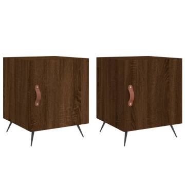 Stylish Brown Oak Bedside Cabinets - Set of 2 | HipoMarket