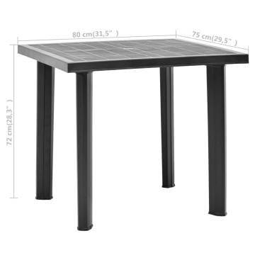 Garden Table Anthracite - 80x75x72 cm Plastic Outdoor Furniture